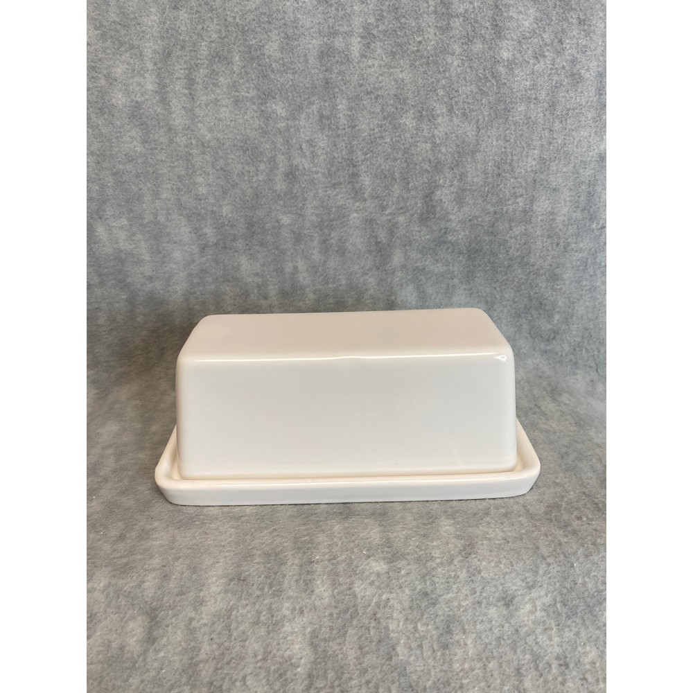 Threshold White Stoneware Butter Dish w/ Lid Kitchenware Dishwasher Safe Square