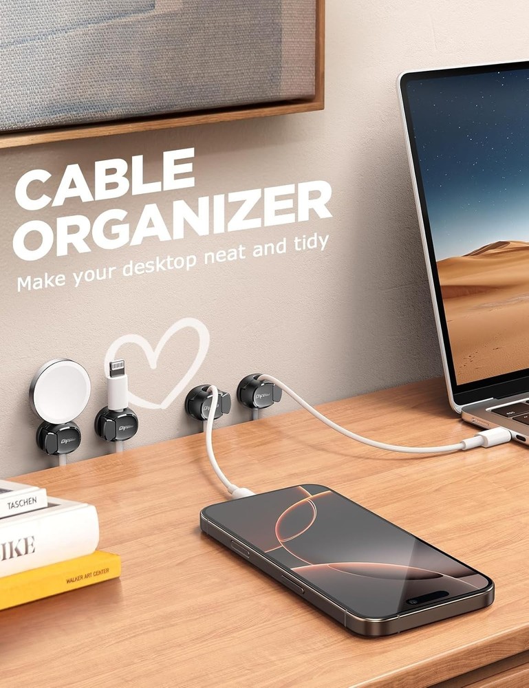 8Pack Cord Organizer [Dual Spring & Clasp, Max Secure] Cable Clips - Cable Ma...