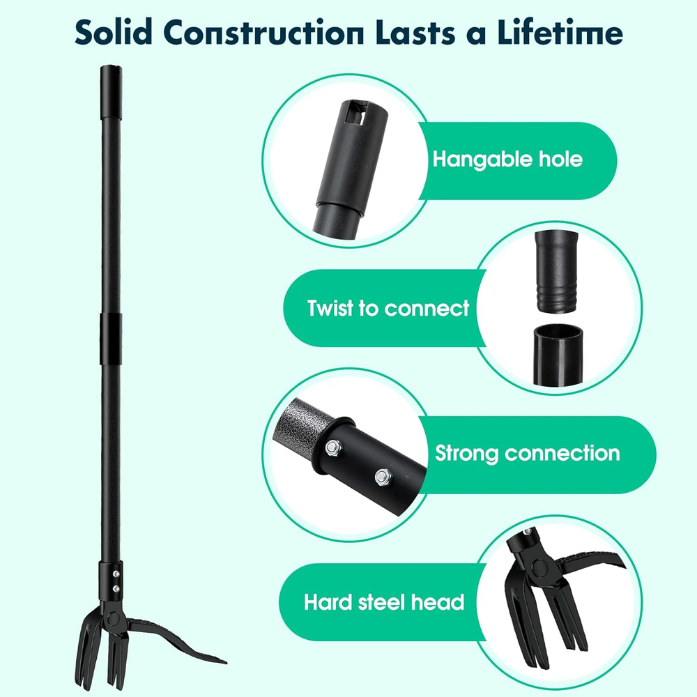 Weed Puller with Long Handle- 63Inch - Adjustable Stand up Weed Puller Tool, Hea