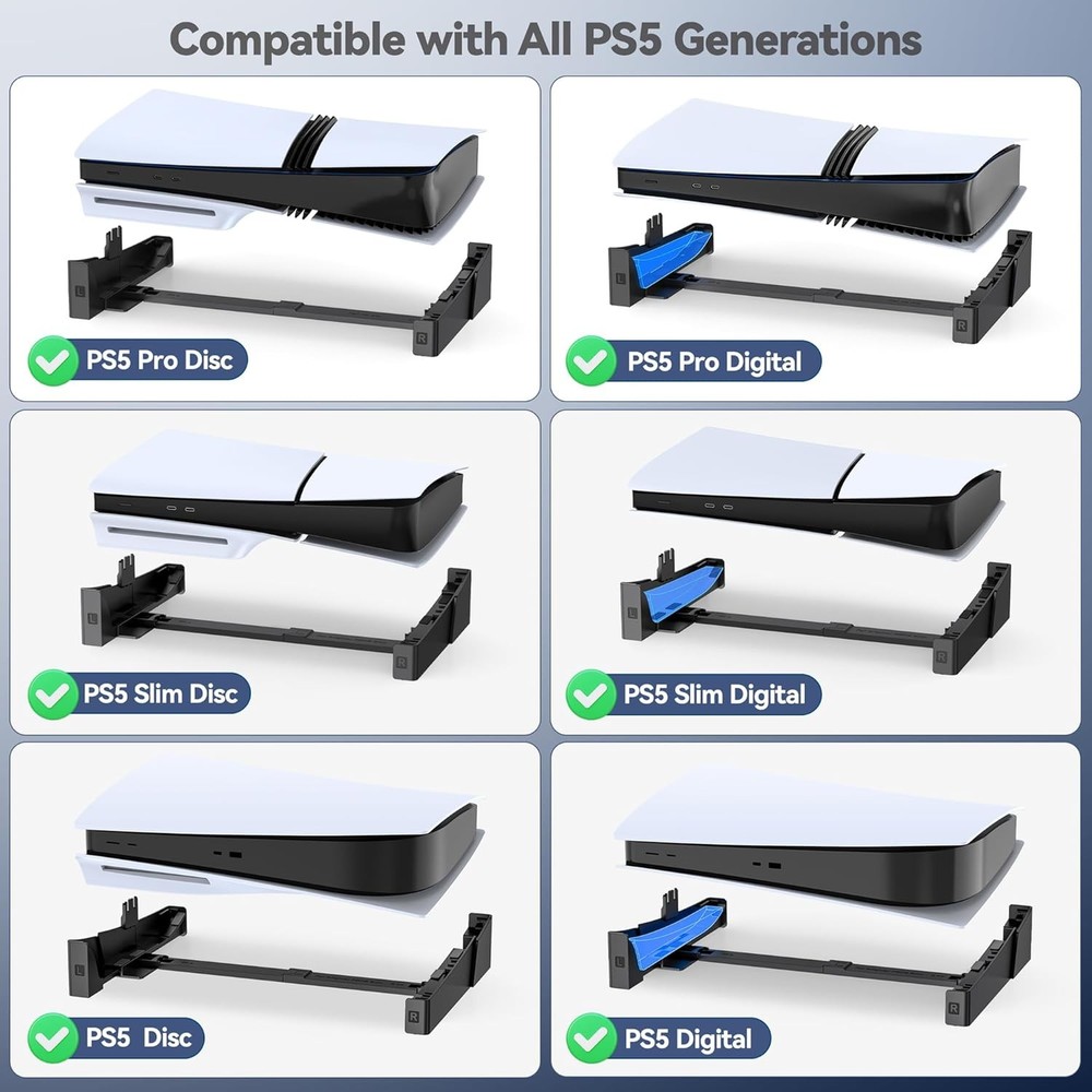 PS5/ Slim/Pro Horizontal Stand for Disc & Digital Console, Stable PS5 Accessorie