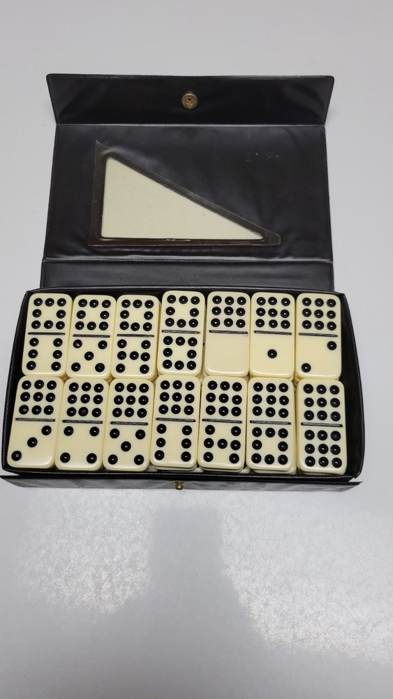 Set Double Nine Dominos Plastic Case Complete Vintage