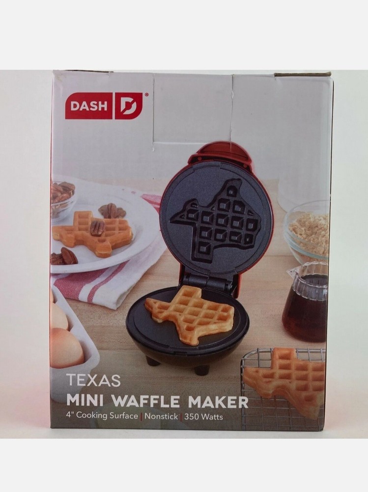 Dash Mini Waffle Maker TEXAS 4 in. Nonstick, Lonestar Waffle red