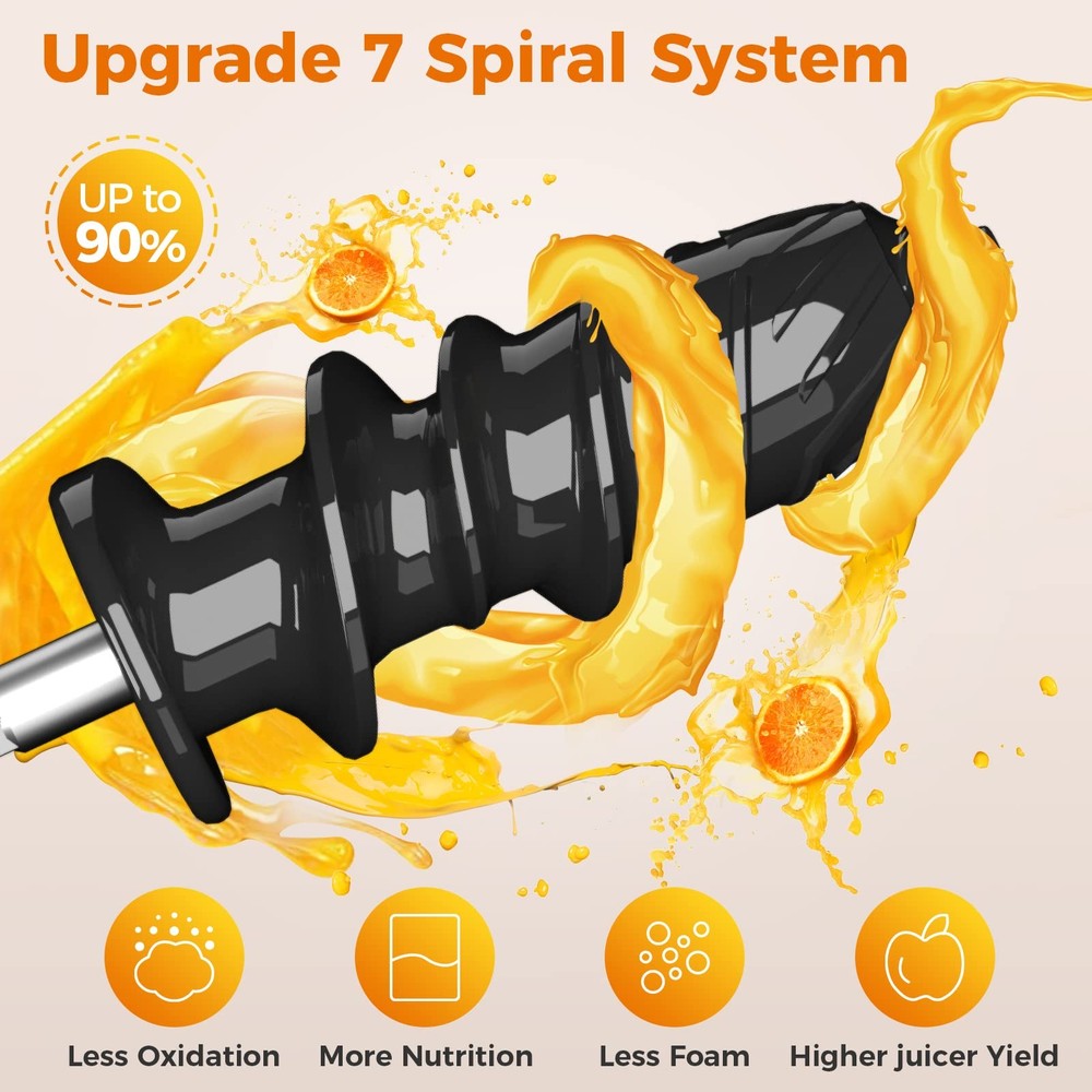 Juicer Machine, Cold Press Juicer with 2 Speed Modes, Slow Masticating Juicer...