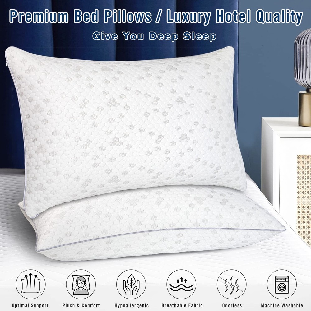 Shredded Memory Foam Pillows Medium Firm Standard Size Pillows 2 PackCouples