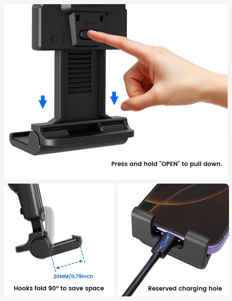 OHLPRO Tablet Holder for Car Suction Cup Mount 5-13" Base, Black