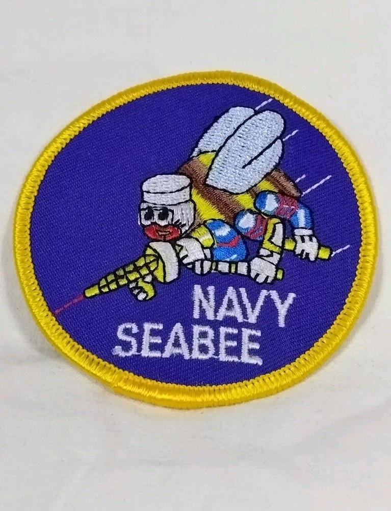 US Navy Seabees Embroidered Patch Naval Construction Battalion Bumblebee Weapon