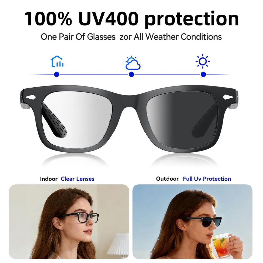 Smart Glasses,Polarized Sunglasses with Bluetooth 5.4 Open Ear Speaker,Athlet...