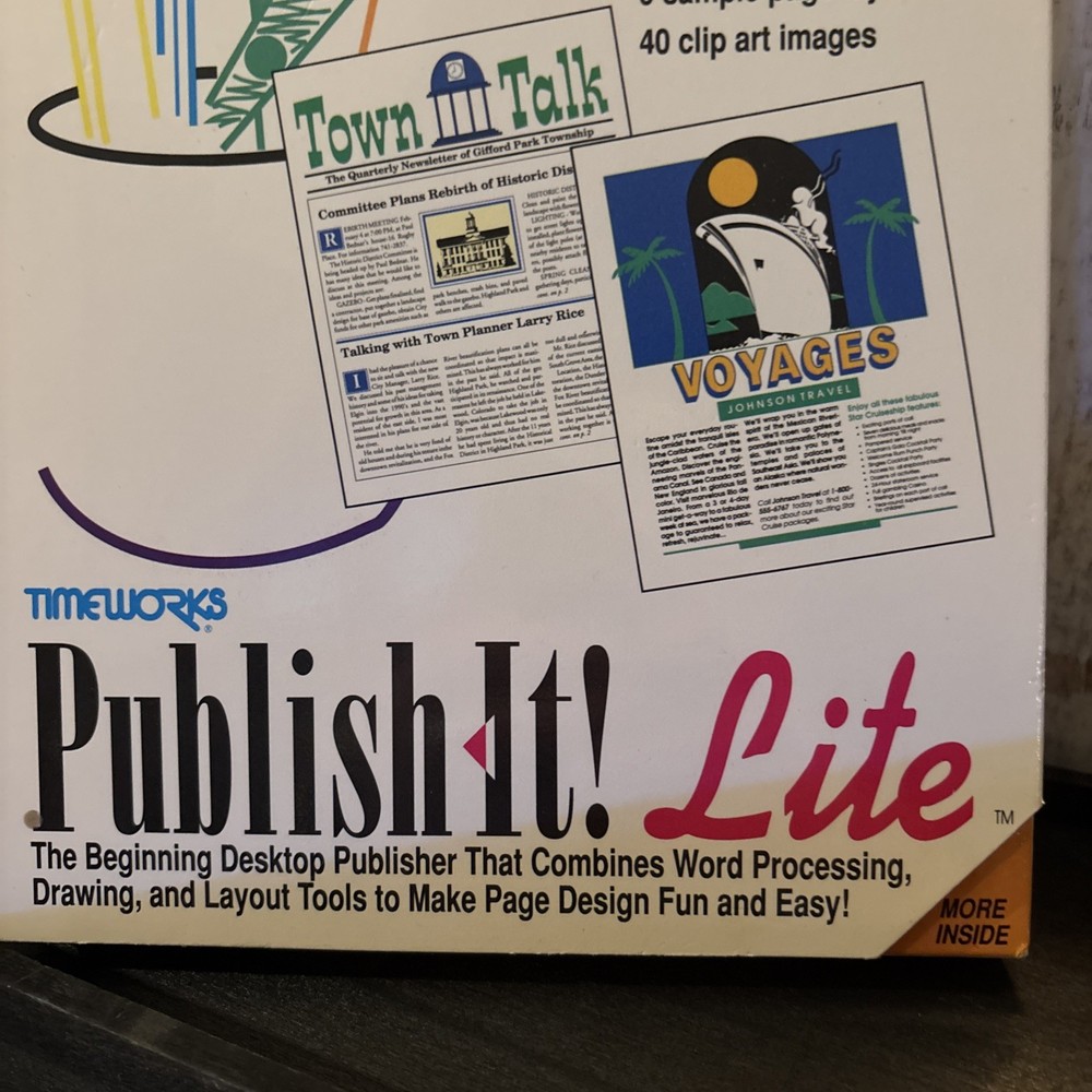 TIMEWORKS PUBLISH IT Lite 2 PC SOFTWARE Big Box Complete 1991 desktop vintage