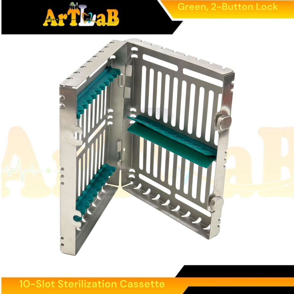 Autoclave Sterilization Boxes for 10 Instruments Each, Detachable, 2-Button (2PK