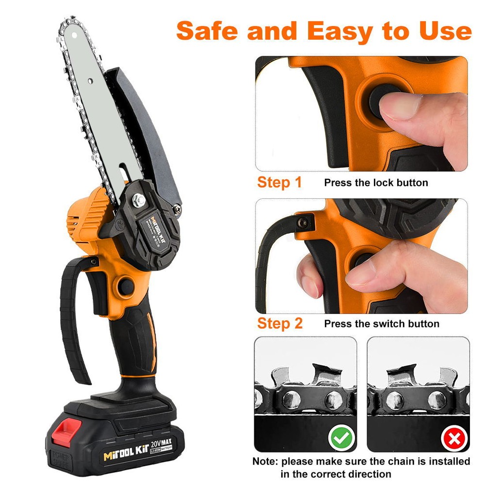2 Battery Mini Electric Chain Saws Cordless Handheld Portable Small Chainsaw