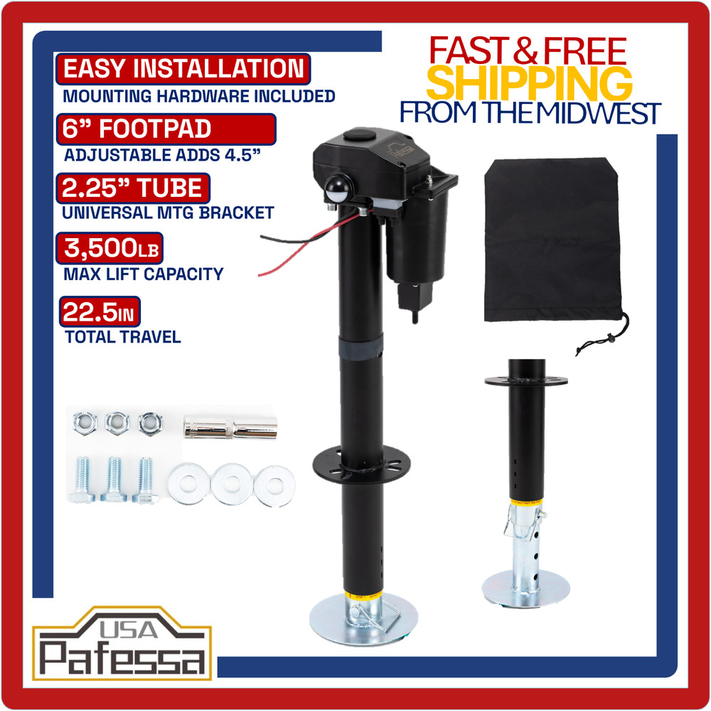 Pafessa USA 12V A-Frame Trailer Tongue Jack 3500lb Lift Cap 18" Travel w Cover