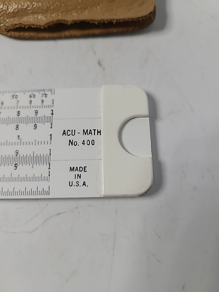 Vintage Acu Math No 400 Slide Rule With Case USA Made Plastic Engineering Tool
