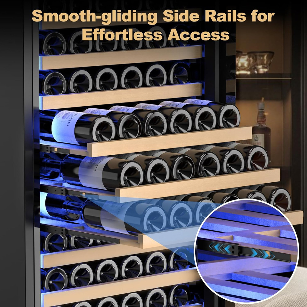 190-Bottle Wine Cooler with Temp Control - Quiet 24" Fridge Design