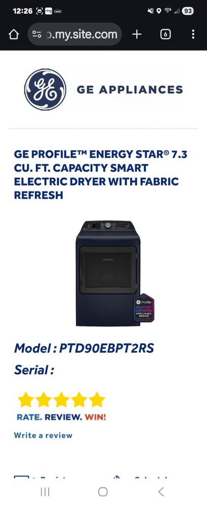 GE profile washer and dryer set