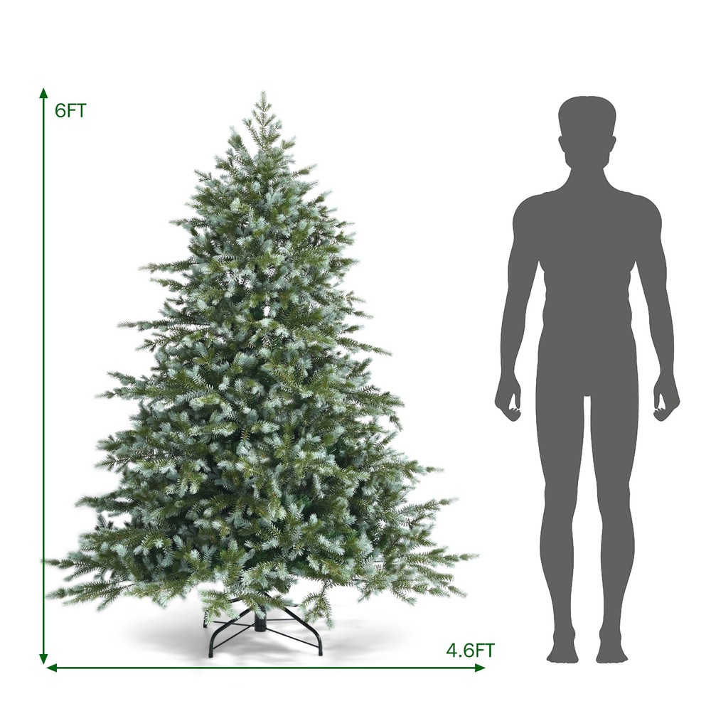 Costway 6ft Artificial Christmas Spruce Hinged Tree w/ 892 Mixed PE & PVC Tips
