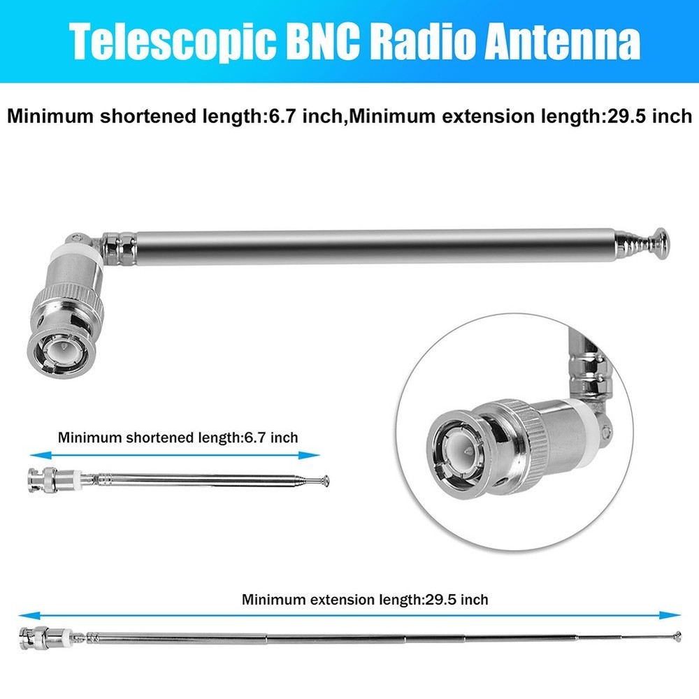Telescopic Antenna BIN BNC Connector Digital Desktop Fm Frequency Range Handheld