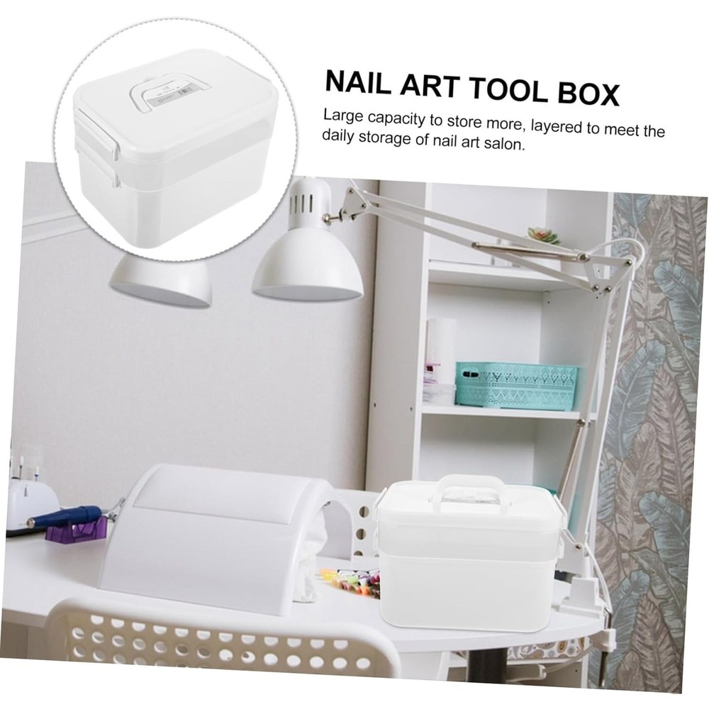 BRAND NEW ~ Large Capacity Manicure Tool Storage Box & Handle & Tray Organizer