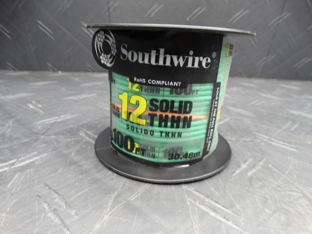 Southwire 100 ft. 12 Gauge Green Solid Copper THHN Wire