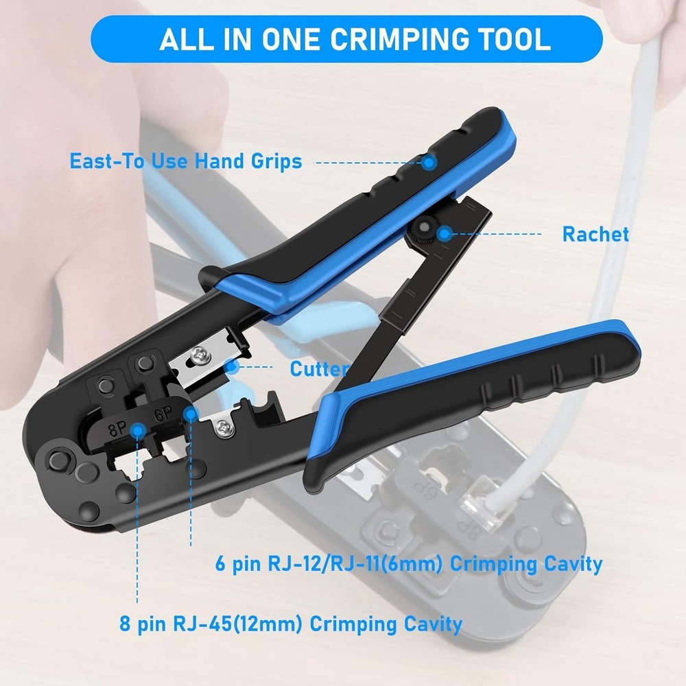 Multi-Function RJ45 Crimping Tool for Efficient Network Installation & Repair