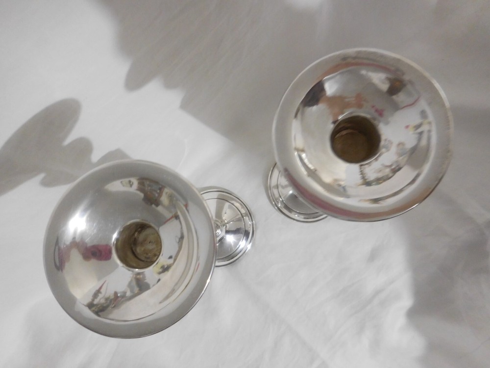 IMPRESSIVE PAIR STERLING SILVER CANDLESTICKS 15" ENGRAVED & FLUTED NO MONOGRAM