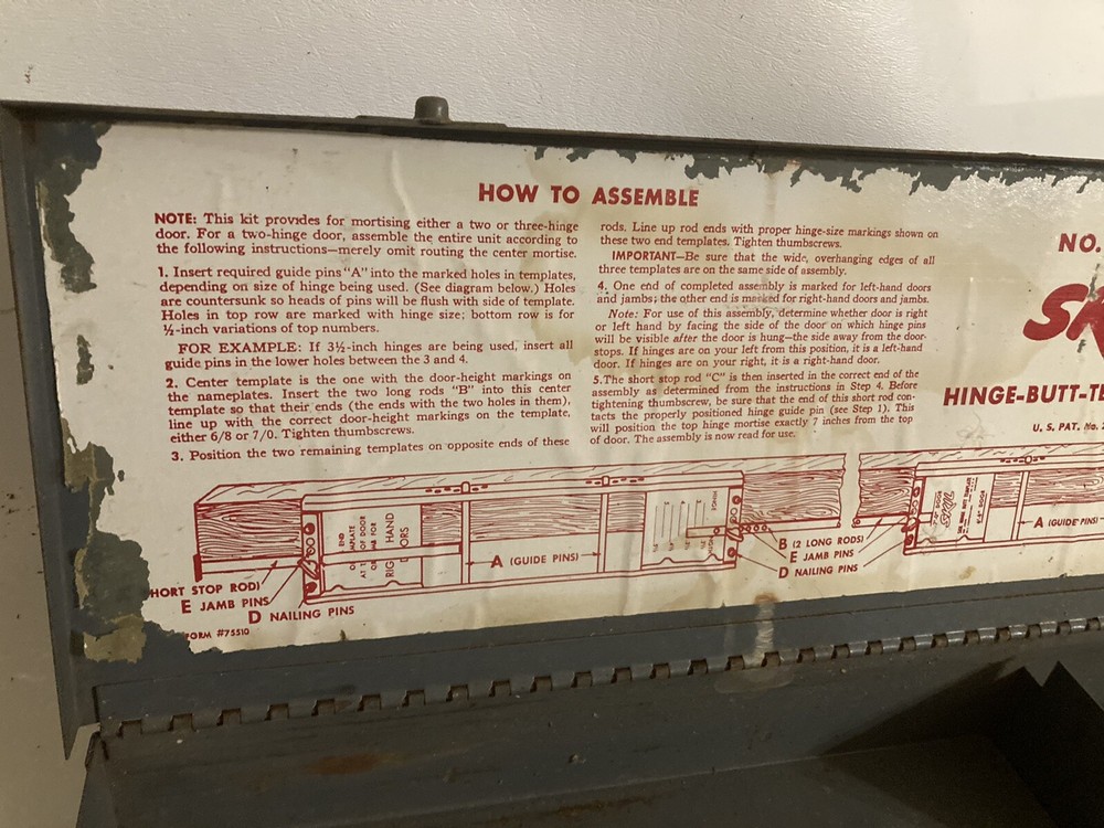 Vintage ￼Skill hinge-butt template kit, Model 17070