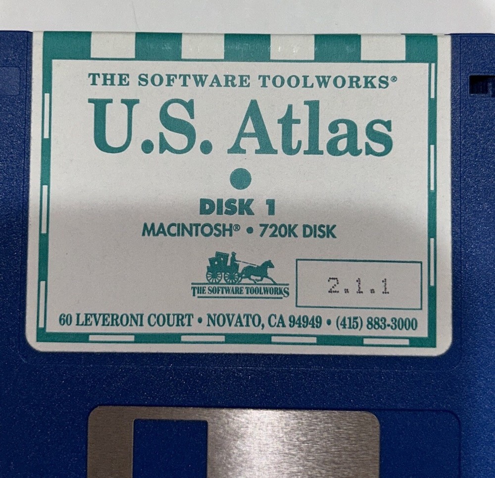 Toolworks U.S. Atlas Complete Floppy Disk Series Vintage Software