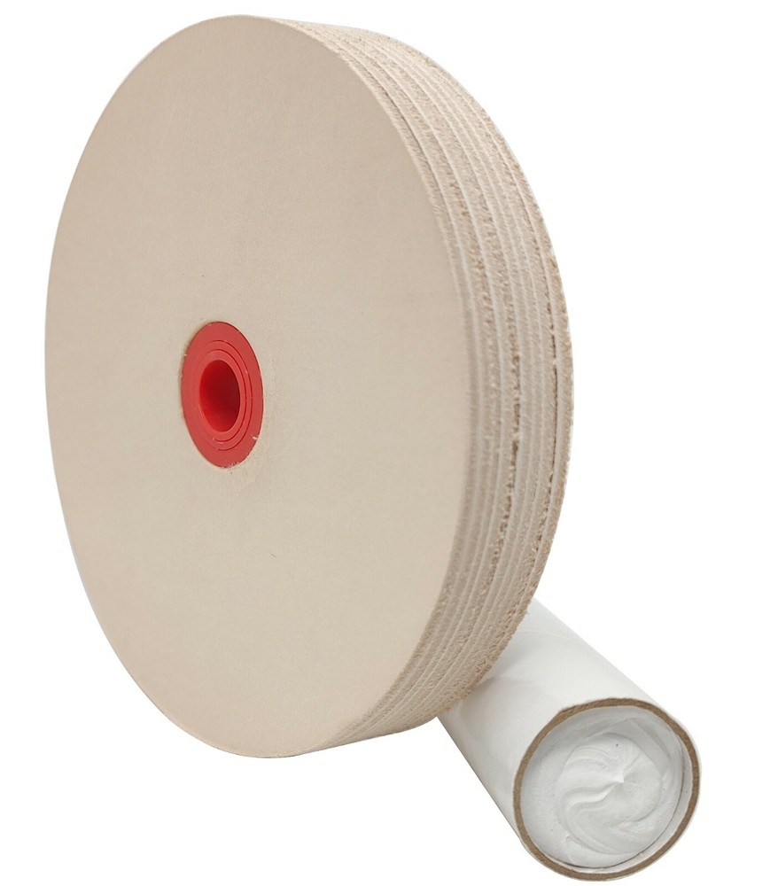 5" (3/4" Width) Leather Honing Wheel Includes Compound fits Multiple Arbors USA