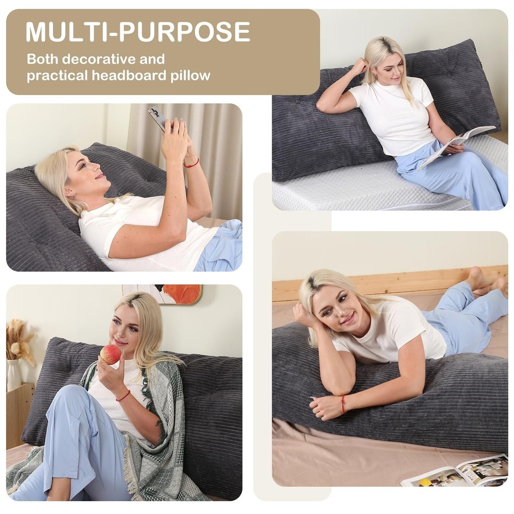 Headboard Pillow Queen, Wedge Headboard Pillow for Bed Sofa, Triangular Backr...