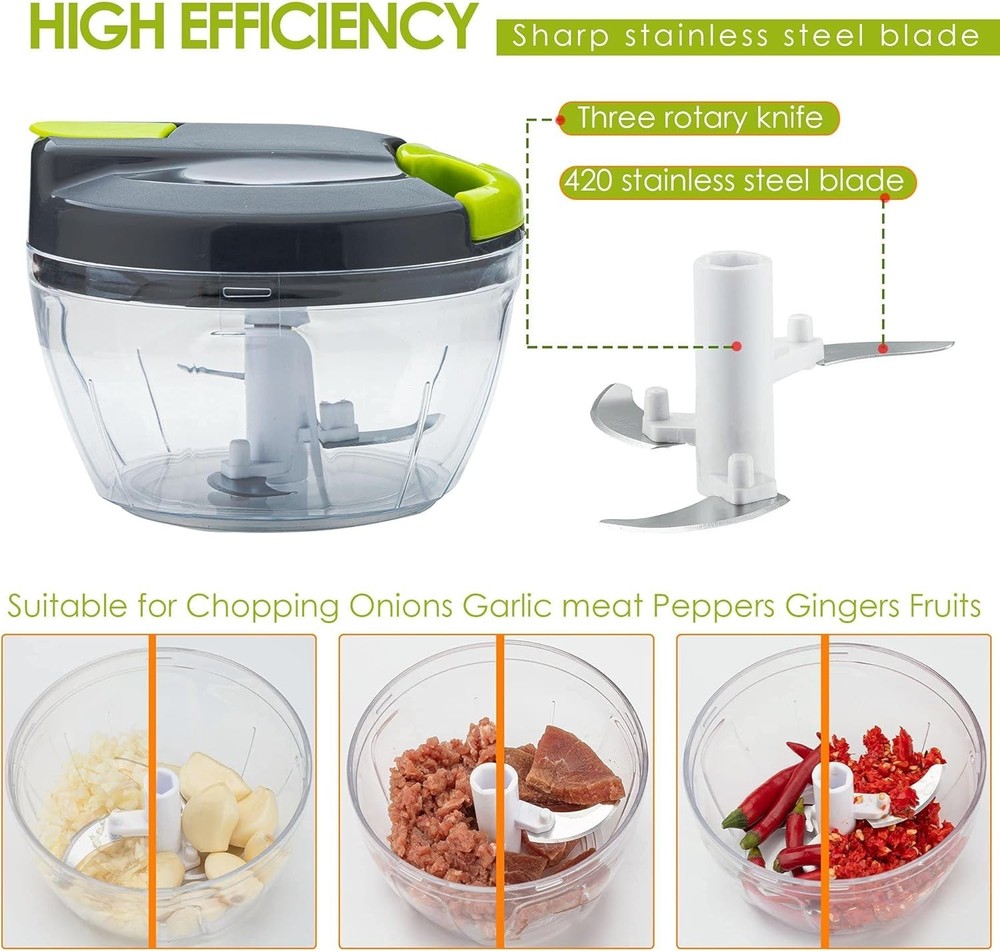 Multi-Function Manual Food Chopper & Processors with Handle and Cover,Vegetab...