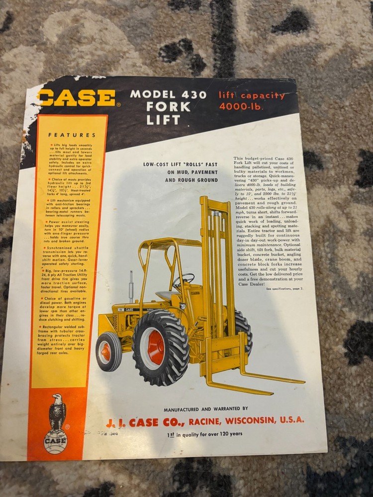 Case Tractor 430 Forklift Brochure AMIL25