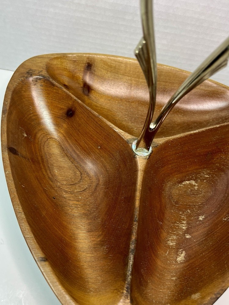 Vintage Rosewood Kromex Solid Wooden Serving Dish with Handle