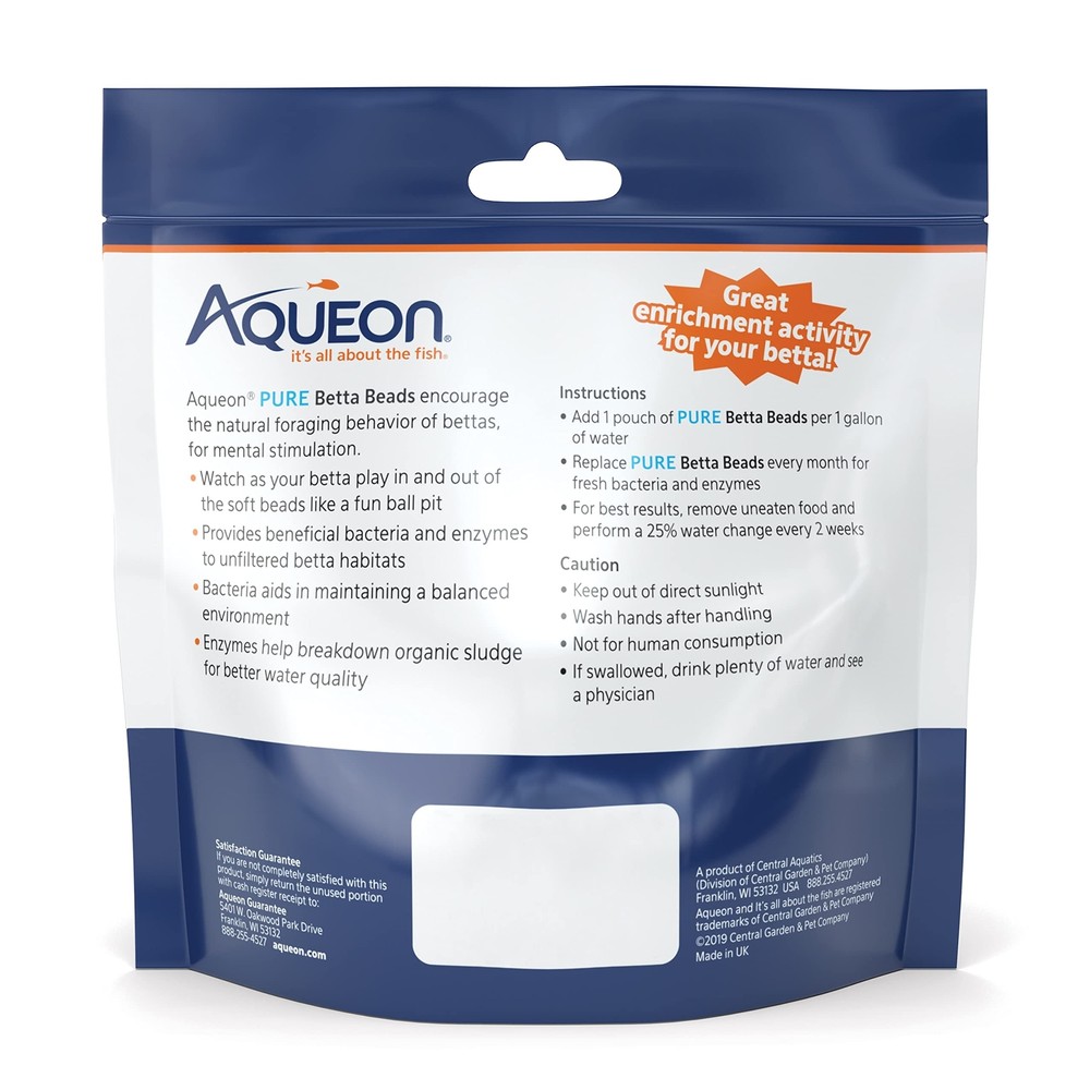 Aqueon Pure Betta Beads, Black & White