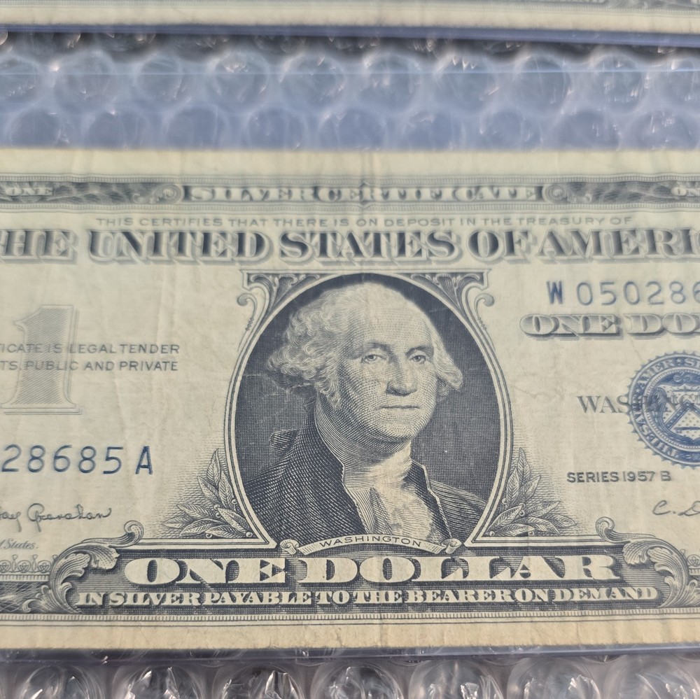 TWO-$1 1957B SERIES SILVER CERTIFICATES