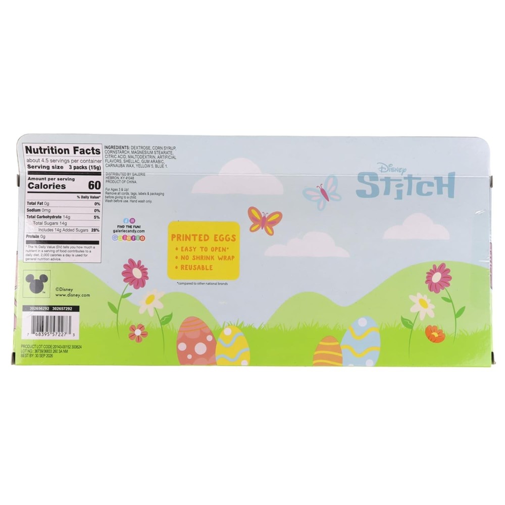 Stitch Themed Pre-Filled Plastic Easter Eggs, Assorted Hard Candies Inside, Perf