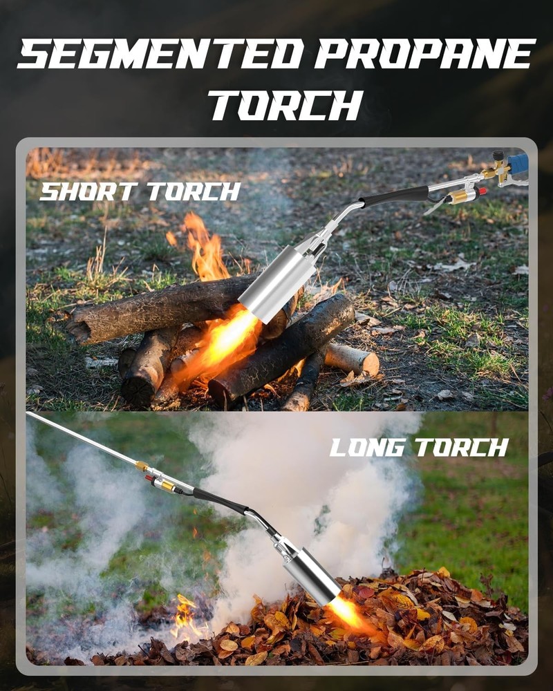 Propane Torch Weed Burner Kit High Output W/ Long/Short Mode,Self Igniter &