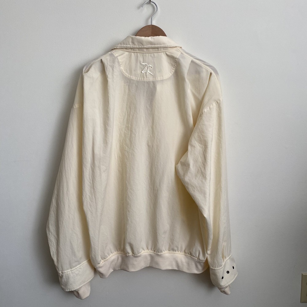Zero Restriction Golf Pullover Snap Windbreaker Large Ivory Yellow 100% Dacron