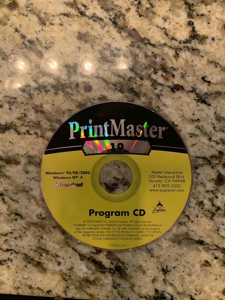 Print Master 10 PC 2001 Program CD For Windows 95/98/2000 and NT 4