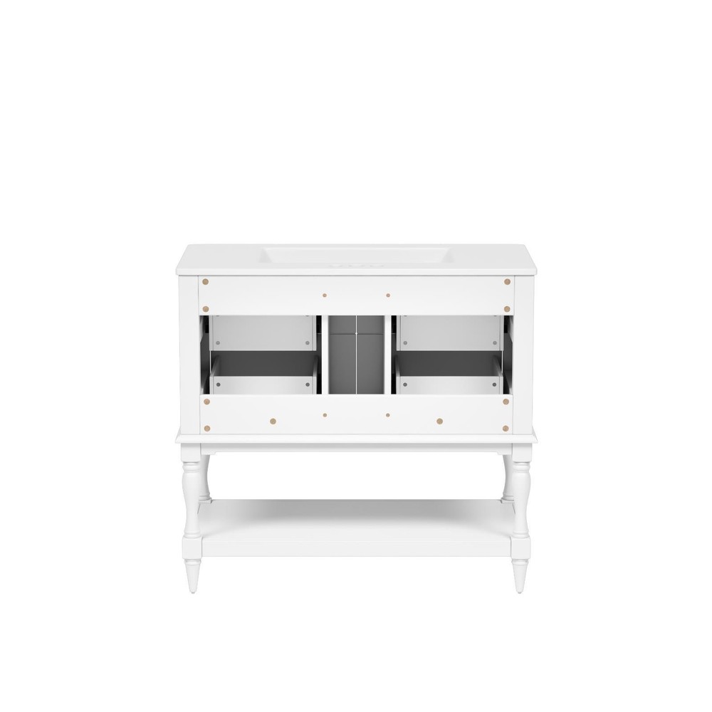 Elegant 36" Bathroom Vanity Sink Combo, MDF Solid Wood Frame, 4 Drawers,