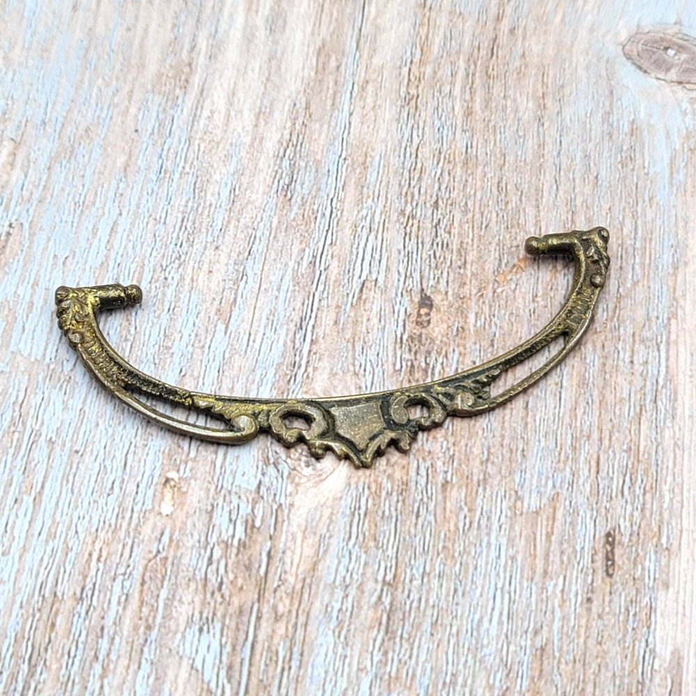 Vintage Brass Ornate Bail Pull for 3 in Pull Handle Replacement Salvage