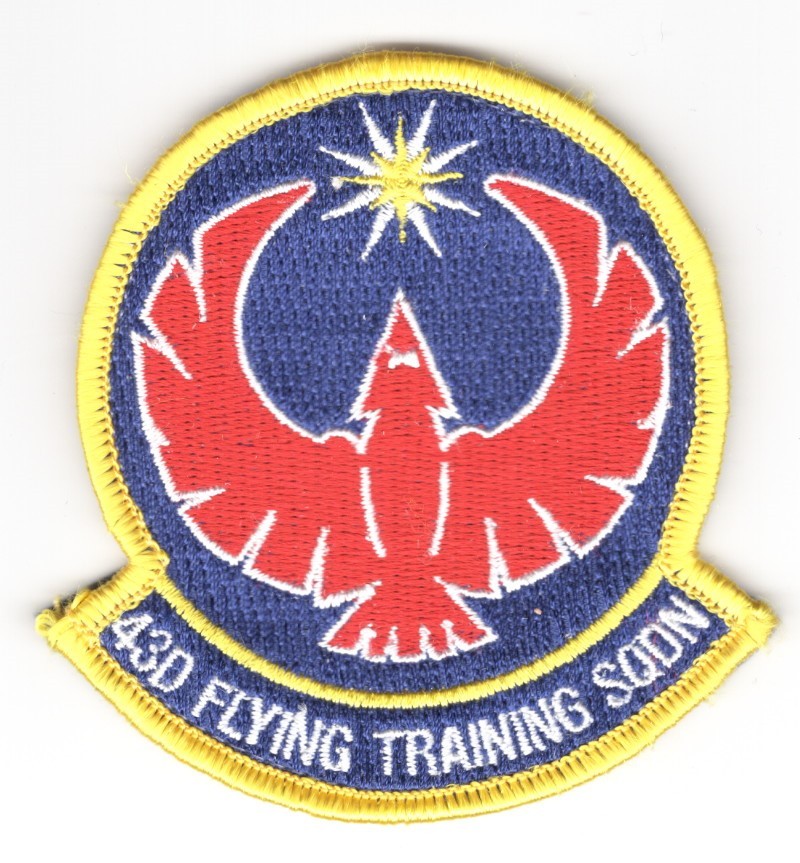 USAF Air Force Patch: 43rd Flying Training Squadron - 3 1/4" hook & loop