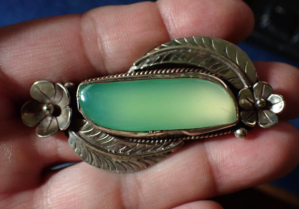 Chalcedony in Tibetan Silver Ring Adjustable