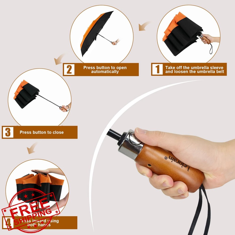 Lejorain Large Golf Umbrella Auto Open Close Vented Windproof