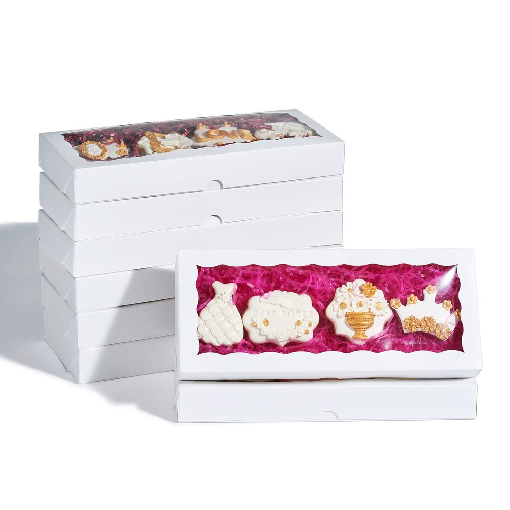 Premium Macaron Boxes Auto-Popup Cookie Gift Boxes 12x5x1.5" 24 Pack