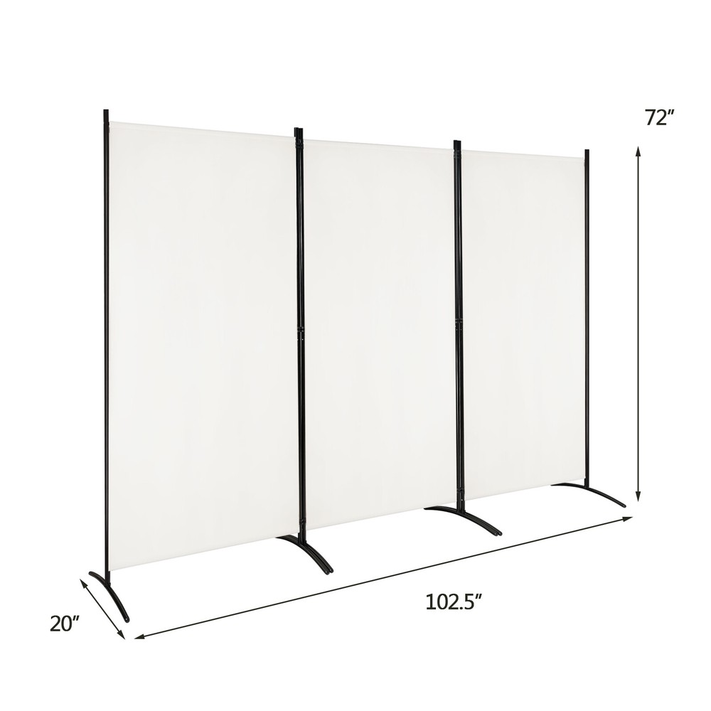3-Panel Room Divider Folding Privacy Partition Screen for Office Room White