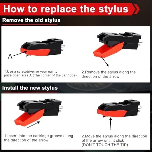6 Pack Record Player Needle Replacement, Upgraded Vinyl Record Needle Compatible