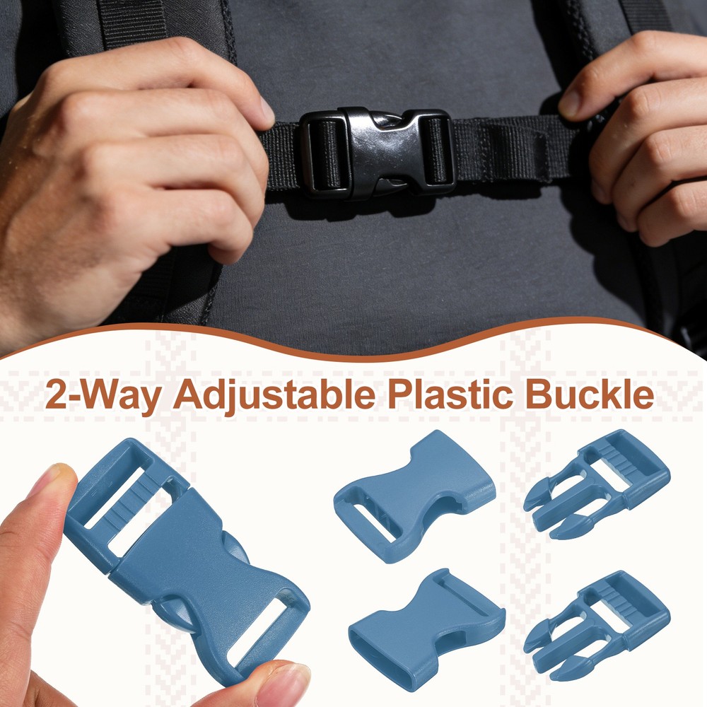4 Pack Quick Side Release Buckle, 1" Plastic Buckle Clip, Gray Blue