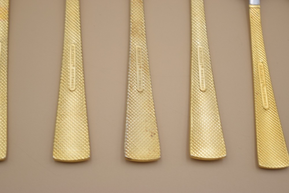 Argent Orfevres 14pc Flatware Gold Tone Dotted