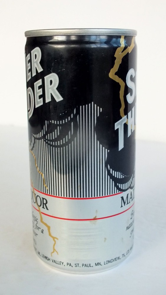 Stroh's Silver Thunder Malt Liquor - Empty Beer Can - Bottom Opened
