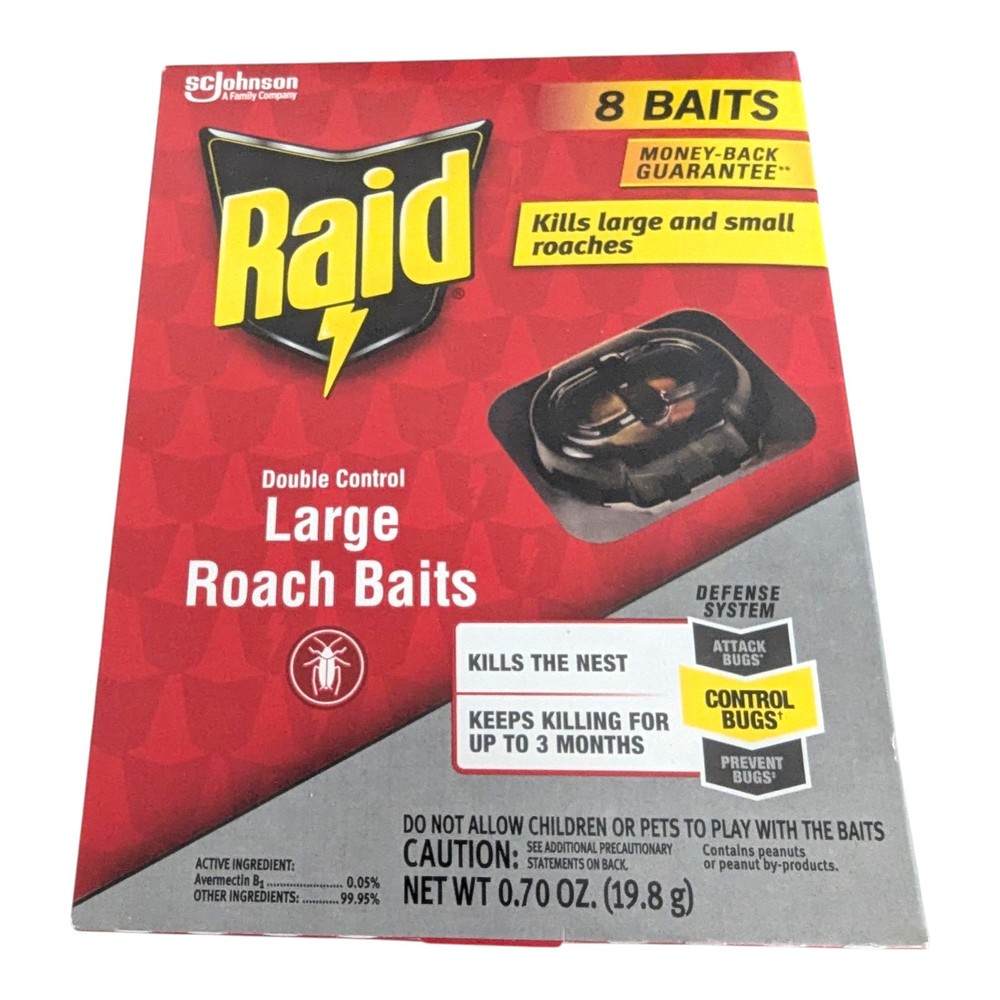 RAID Double Control Large Roach Baits 8 Count Defense System Kills For 3 Months