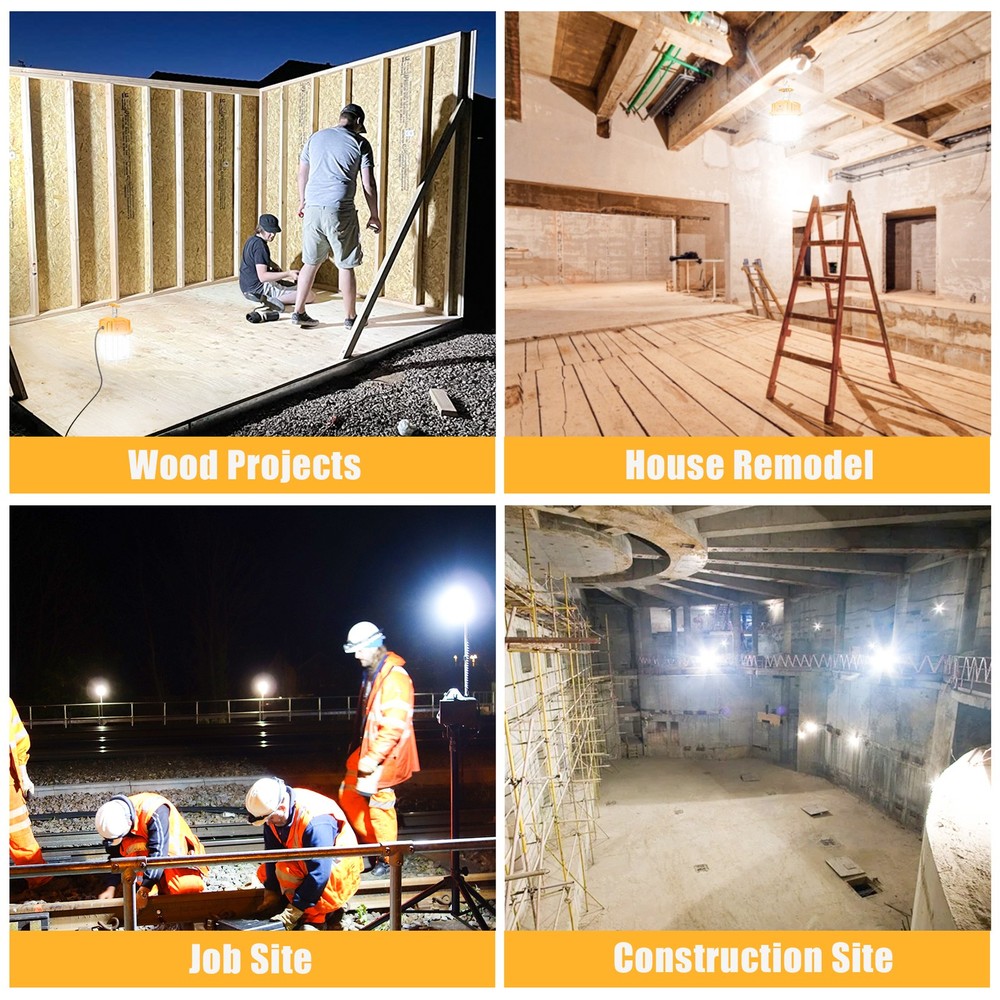 80Watt LED Temporary Work Light Construction Jobsite Lighting with ON/Off Switch